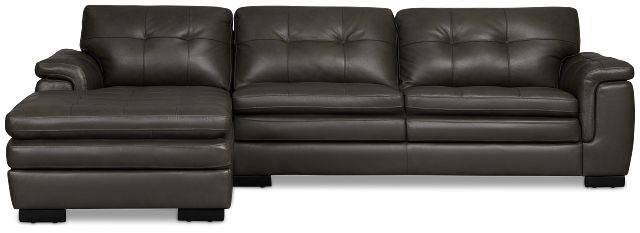 Braden Dark Gray Leather Right Chaise Sectional