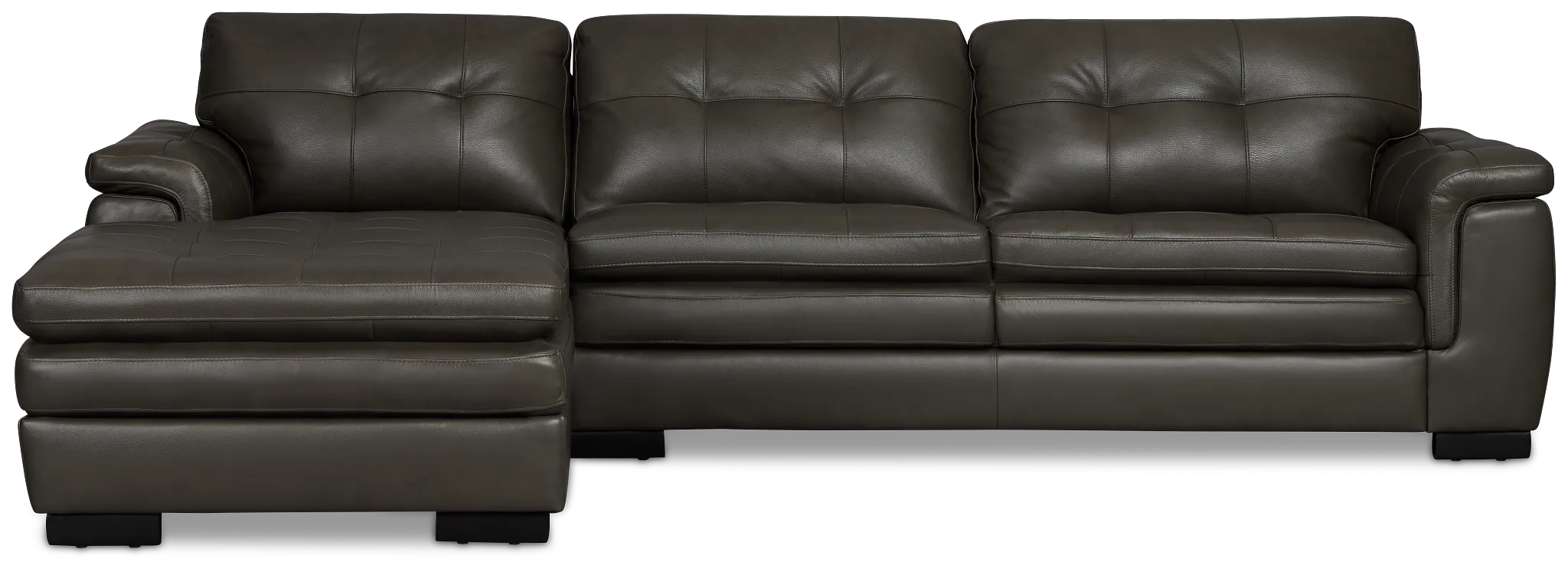 Braden Dark Gray Leather Right Chaise Sectional