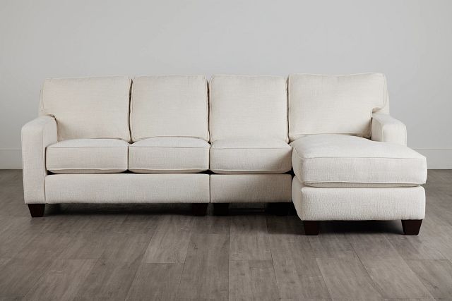 Andie White Fabric Small Right Chaise Sectional