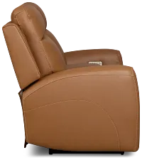 Flexsteel Belmont Medium Brown Lthr/vinyl Power Reclining Loveseat