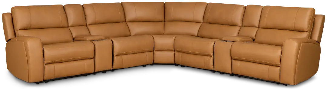 Summit Light Brown Lthr/vinyl Large Dual Power Reclining Two-arm Sectional Summit Light Brown Lthr/vinyl Large Dual Power Reclining Two-arm Sectional