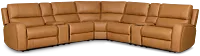 Summit Light Brown Lthr/vinyl Large Dual Power Reclining Two-arm Sectional