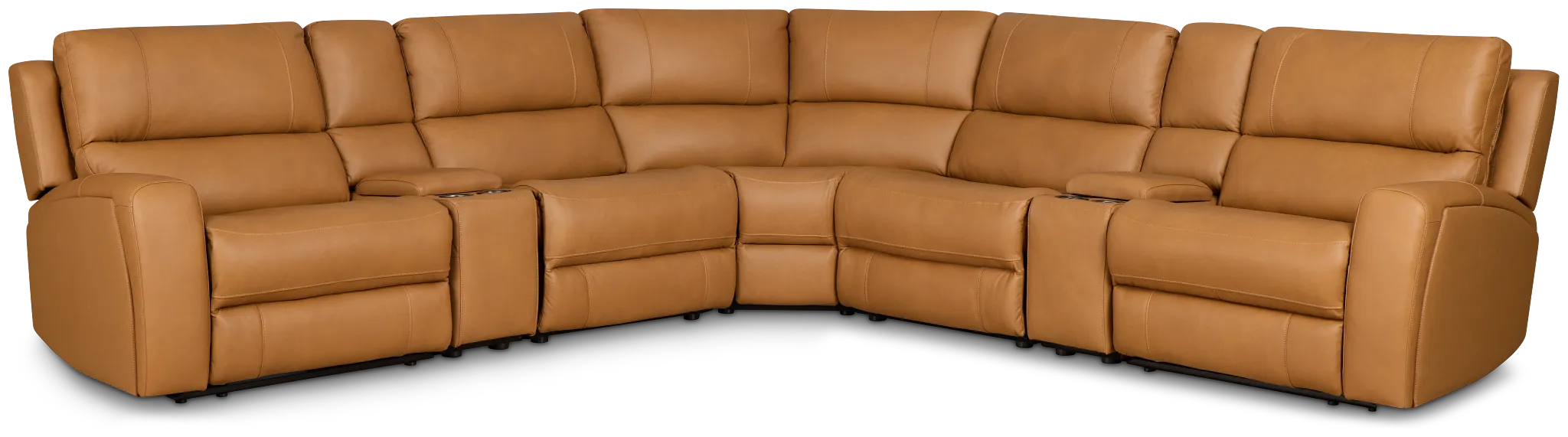 Summit Light Brown Lthr/vinyl Large Dual Power Reclining Two-arm Sectional