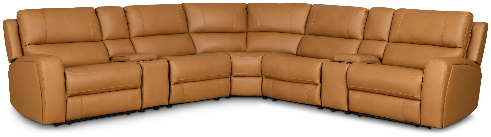 Summit Light Brown Lthr/vinyl Large Dual Power Reclining Two-arm Sectional Summit Light Brown Lthr/vinyl Large Dual Power Reclining Two-arm Sectional