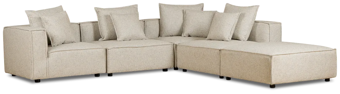 Tatum Beige Fabric 5pc Bumper Sectional