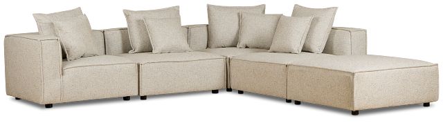 Tatum Beige Fabric 5pc Bumper Sectional