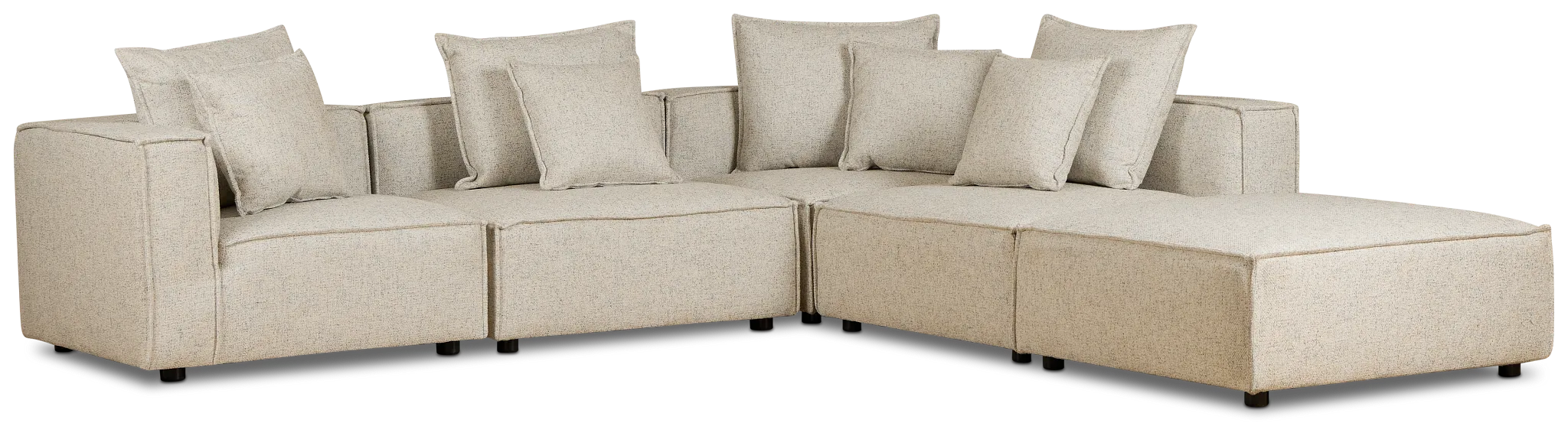Tatum Beige Fabric 5pc Bumper Sectional