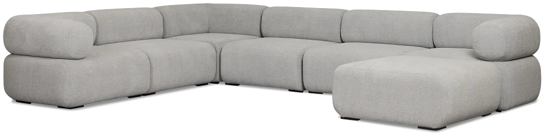 Celeste Light Gray Fabric 7-piece Chaise Sectional