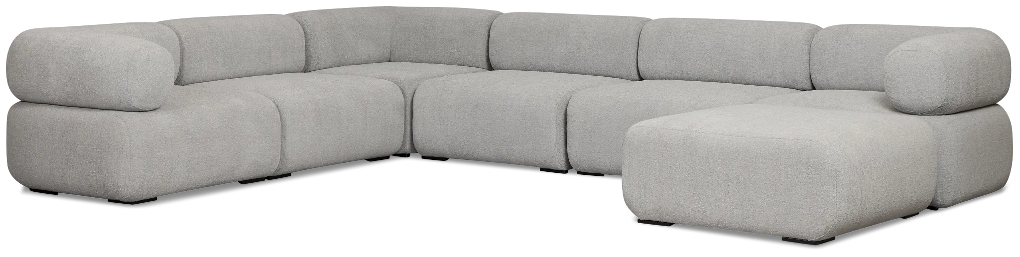 Celeste Light Gray Fabric 7-piece Chaise Sectional