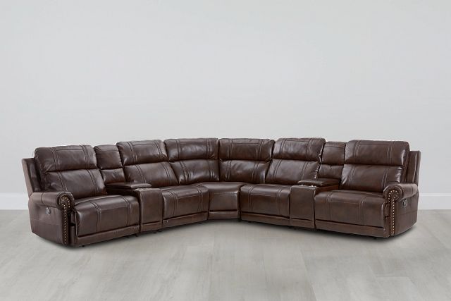 Hunter Dark Brown Micro Large Dual Manually Reclining Two-arm Sectional (0)