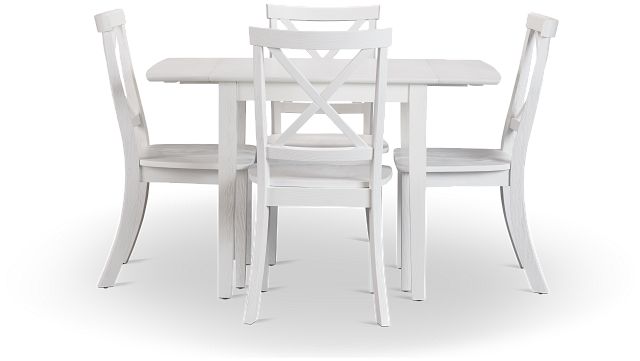 Woodstock White Drop Leaf Rectangular Table & 4 Wood Chairs