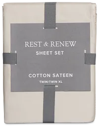 Rest & Renew Cotton Sateen Beige 300 Thread Sheet Set