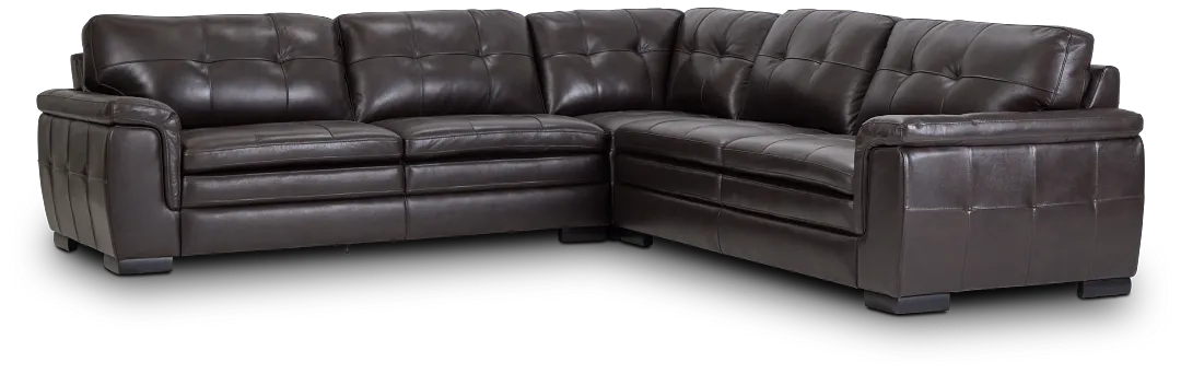 Braden Dark Brown Leather Small Two-arm Sectional