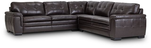 Braden Dark Brown Leather Small Two-arm Sectional