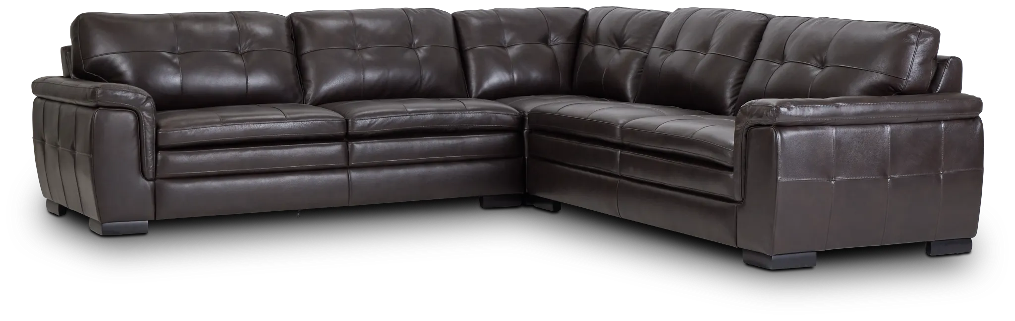 Braden Dark Brown Leather Small Two-arm Sectional