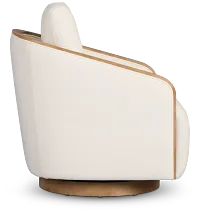 Campbell White Fabric Swivel Accent Chair