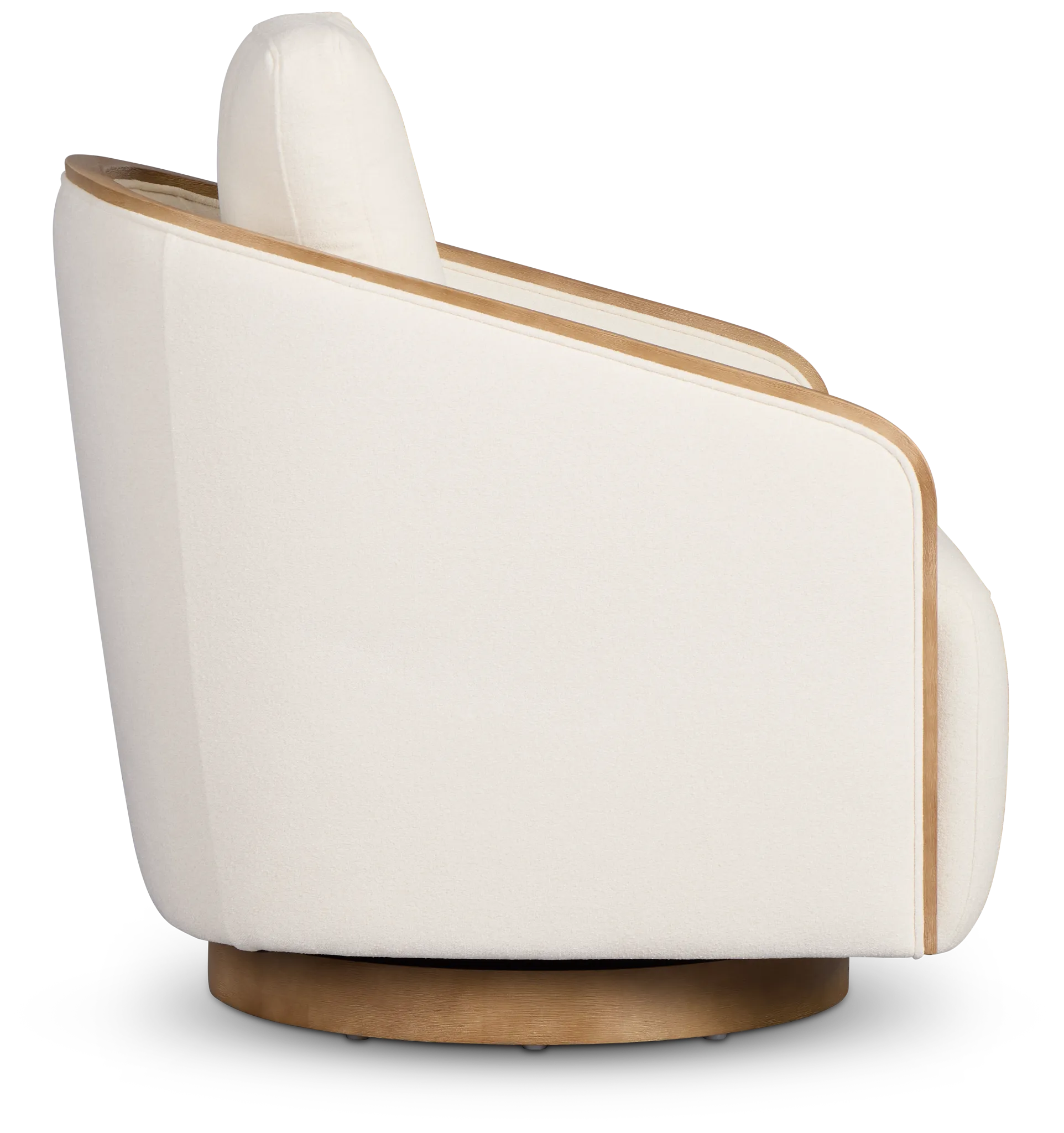 Campbell White Fabric Swivel Accent Chair