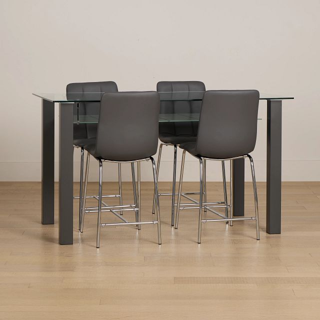 Vienna Dark Gray Glass High Dining Table