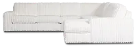 Teddy White Fabric Large Right Chaise Sectional