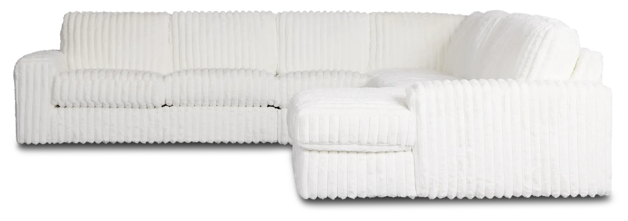Teddy White Fabric Large Right Chaise Sectional