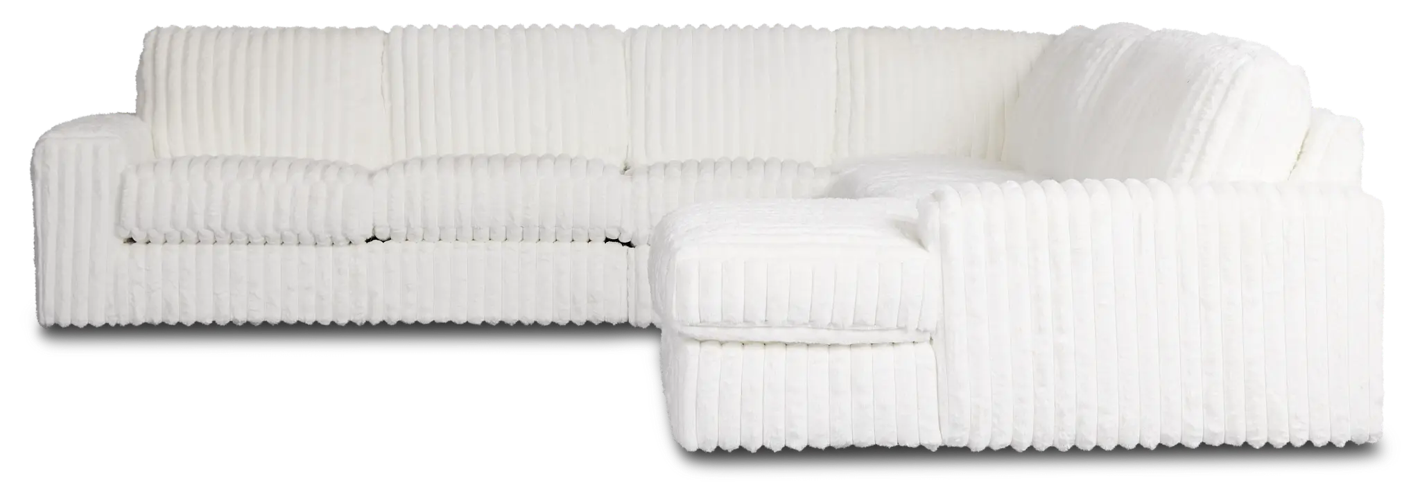 Teddy White Fabric Large Right Chaise Sectional Teddy White Fabric Large Right Chaise Sectional