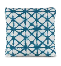 Shibori Teal 20" Indoor/outdoor Square Accent Pillow