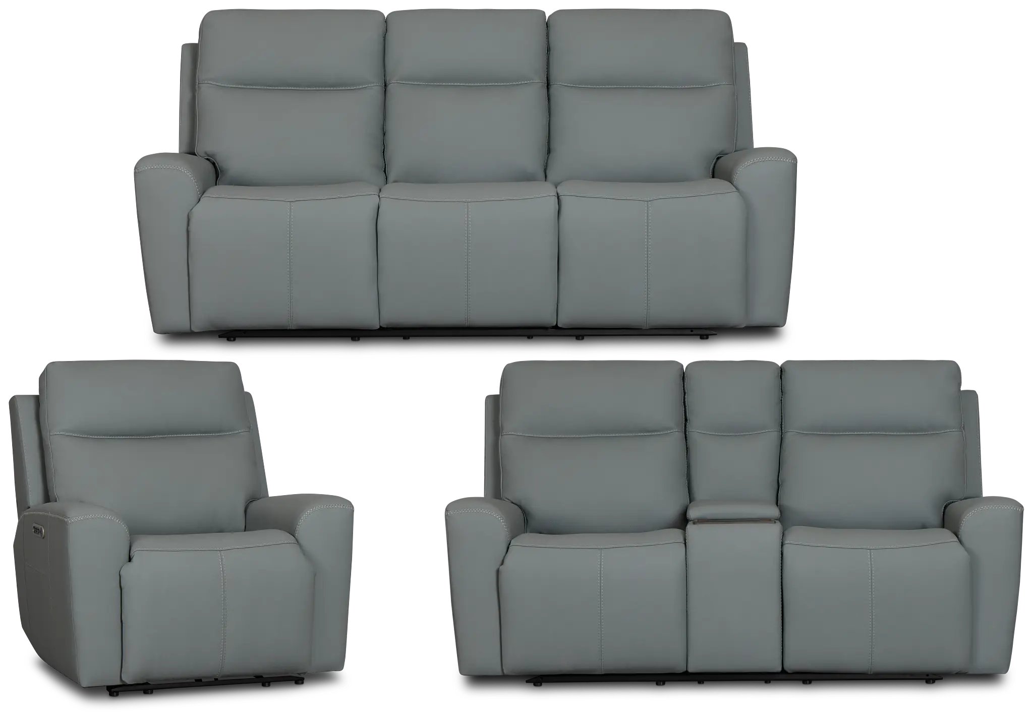 Sterling Blue Lthr/vinyl Power Reclining Living Room Sterling Blue Lthr/vinyl Power Reclining Living Room