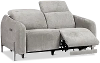 Zuri Gray Velvet Power Reclining Loveseat W/ Power Headrest