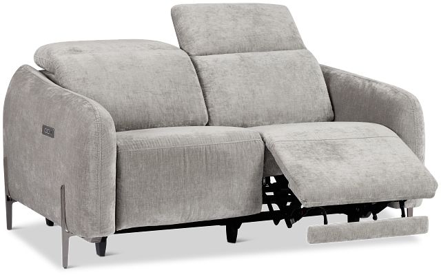 Zuri Gray Velvet Power Reclining Loveseat W/ Power Headrest