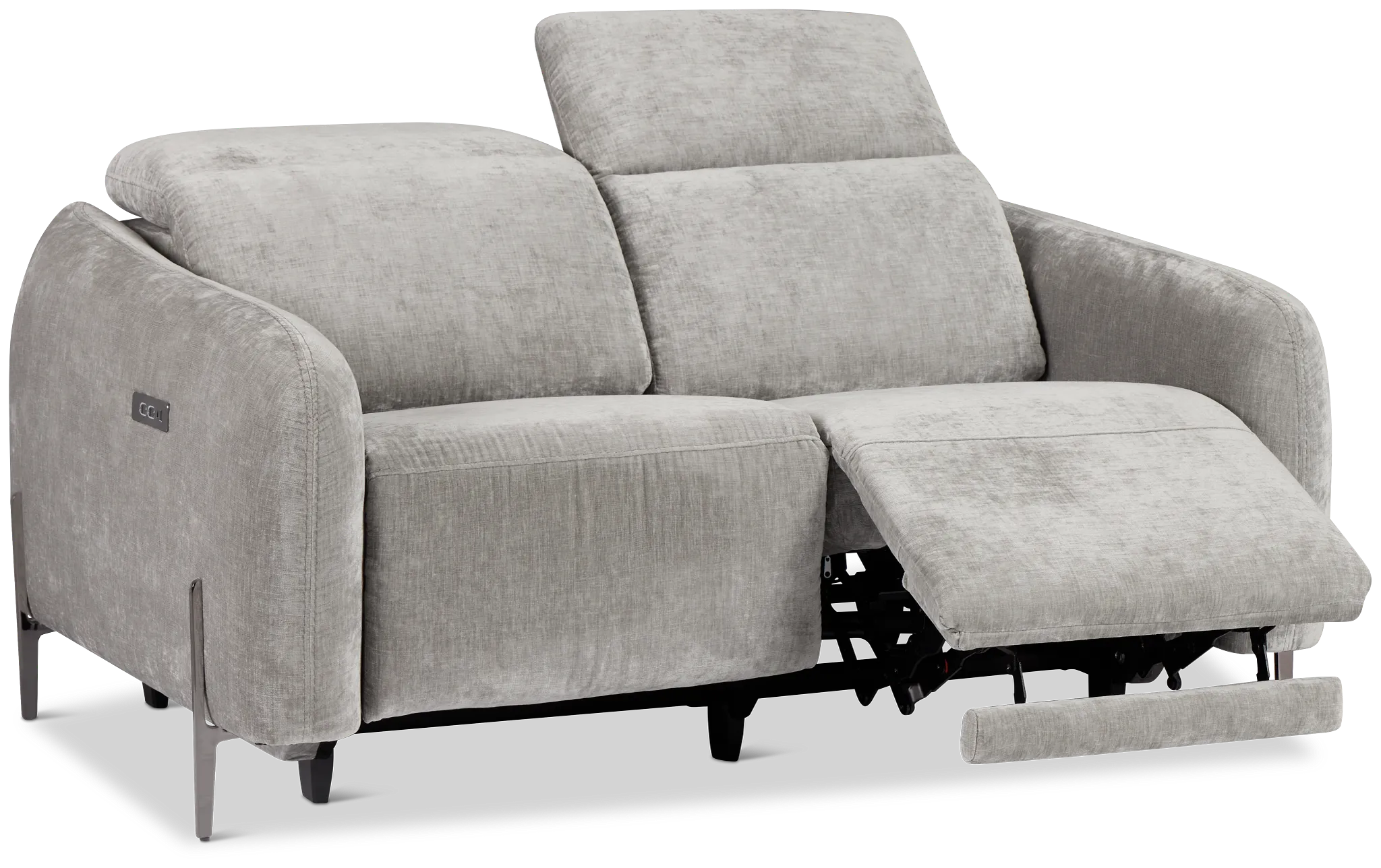 Zuri Gray Velvet Power Reclining Loveseat W/ Power Headrest