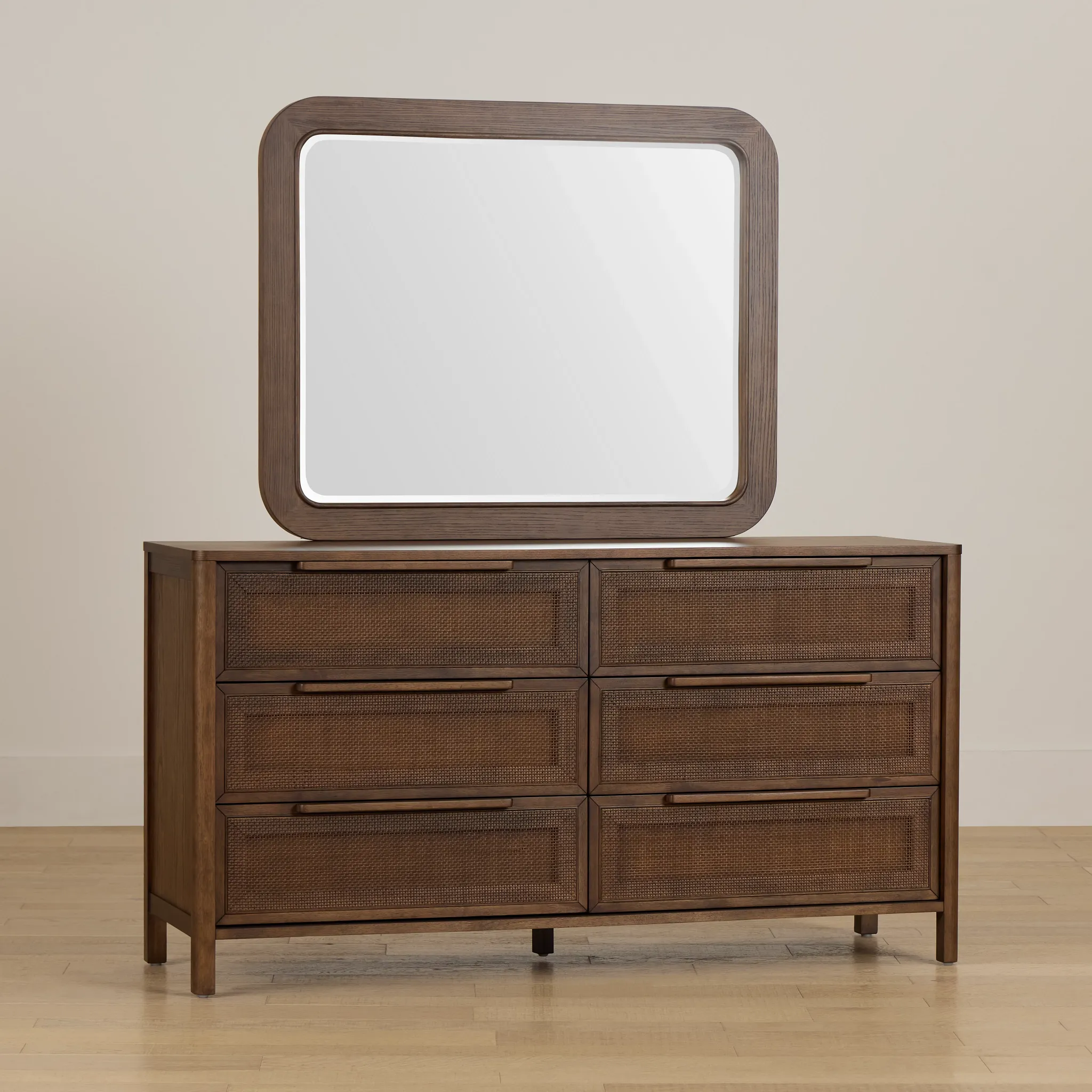 Pacific Mid Tone 6-drawer Dresser & Mirror