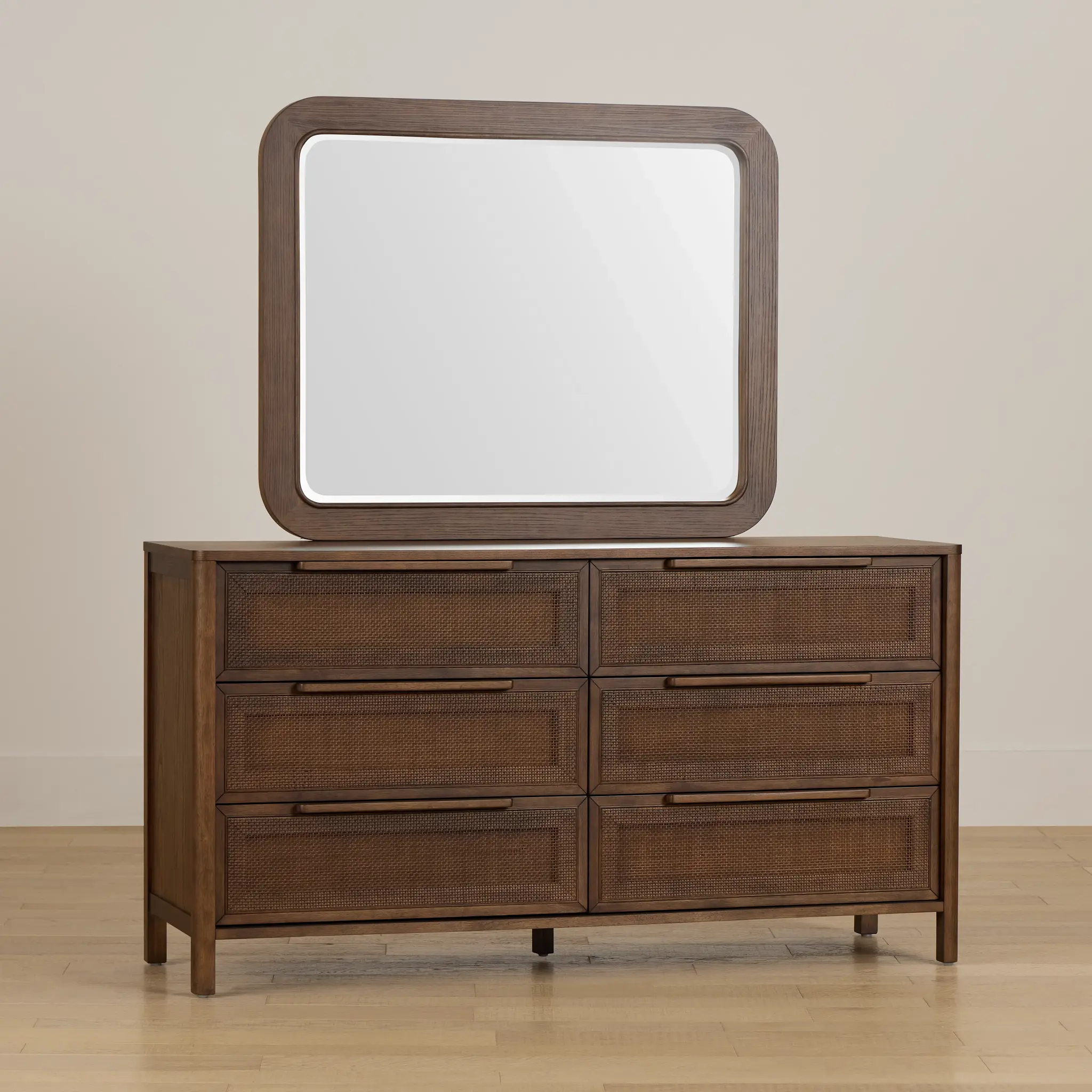Pacific Mid Tone 6-drawer Dresser & Mirror Pacific Mid Tone 6-drawer Dresser & Mirror