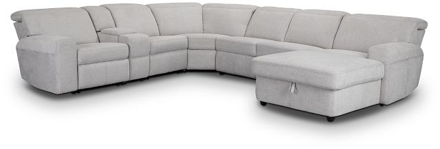 Callum Light Gray Fabric Medium Right Triple Power Chaise Sleeper Sectional