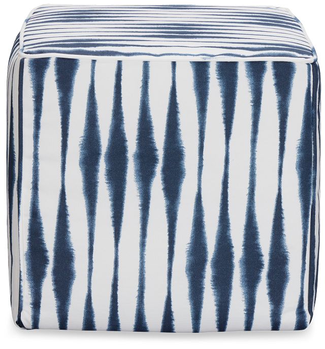 Salix Navy Fabric Accent Pouf