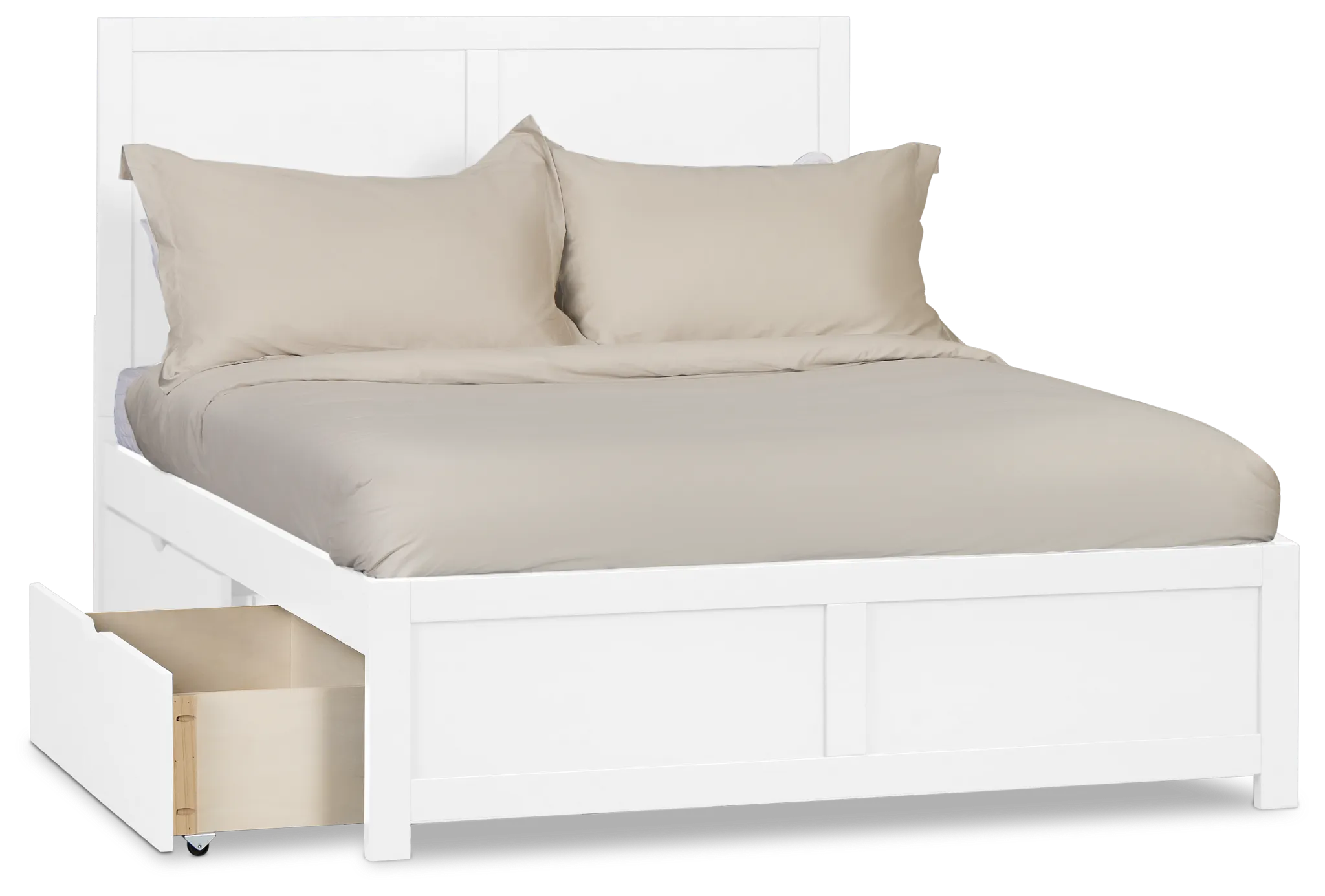 Charleston White Panel Bed With 2 Storage Drawers