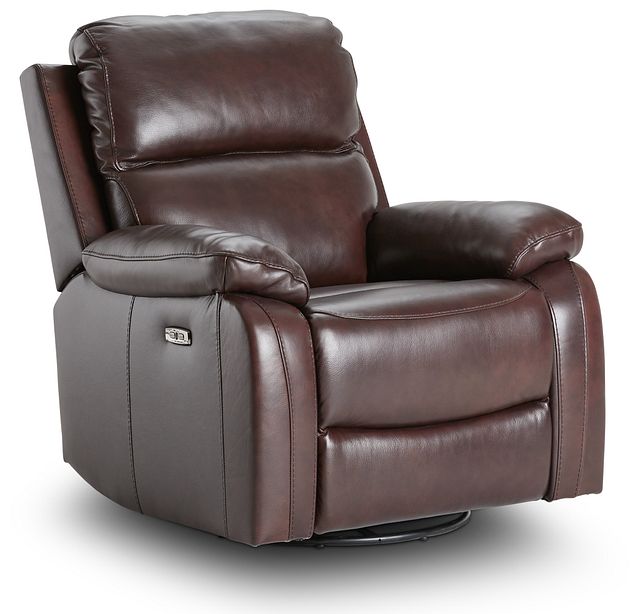 Mason Brown Leather Power Glider Recliner With Power Headrest