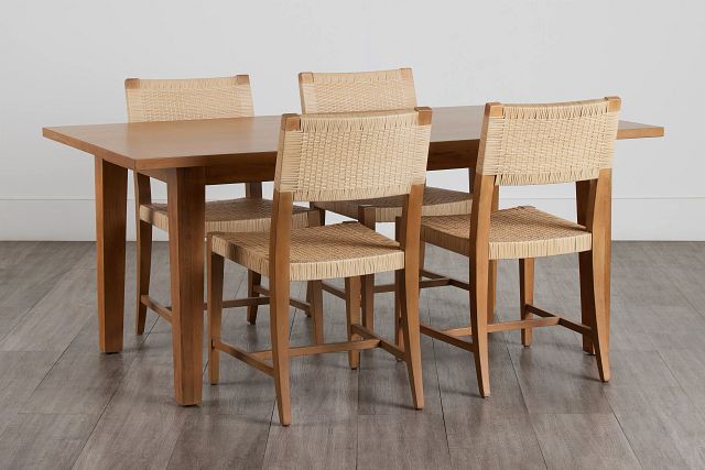 Avila Light Tone Rect Table & 4 Woven Chairs