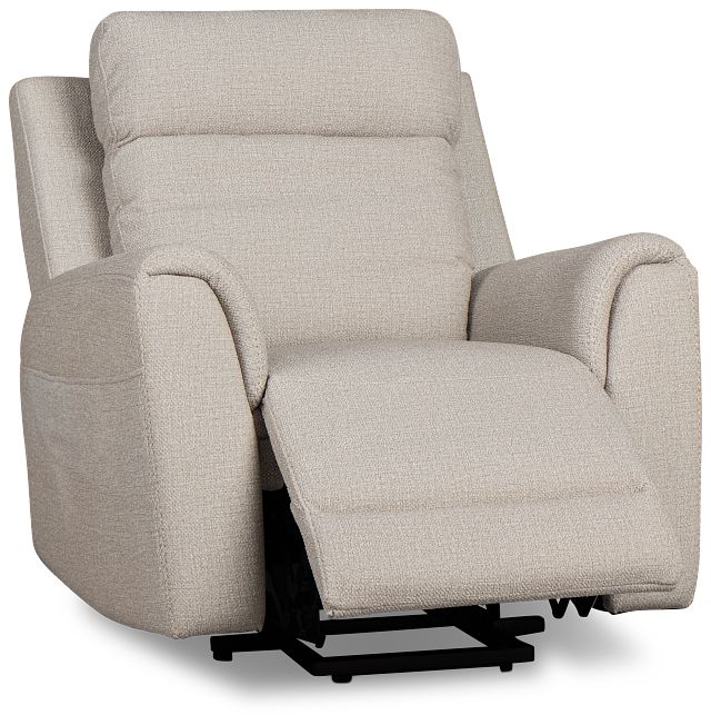 Gavin Beige Fabric Power Lift Recliner