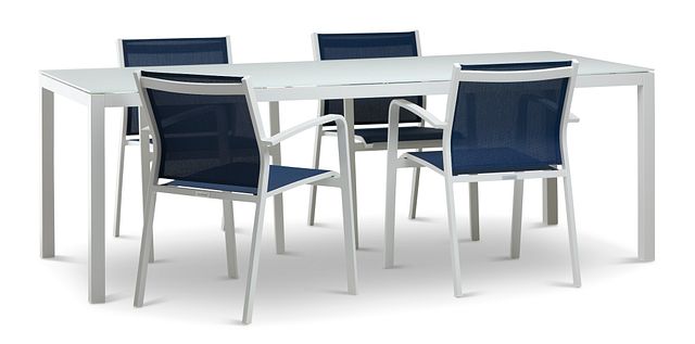 Lisbon Navy 86" Rectangular Table & 4 Sling Chairs