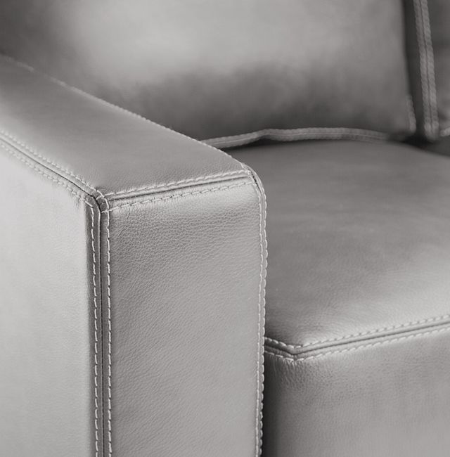 Carson Gray Leather Right Chaise Sectional (2)