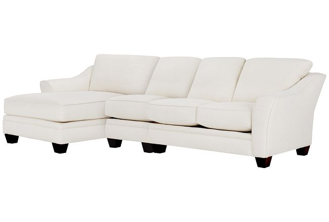 Avery White Fabric Small Left Chaise Sectional
