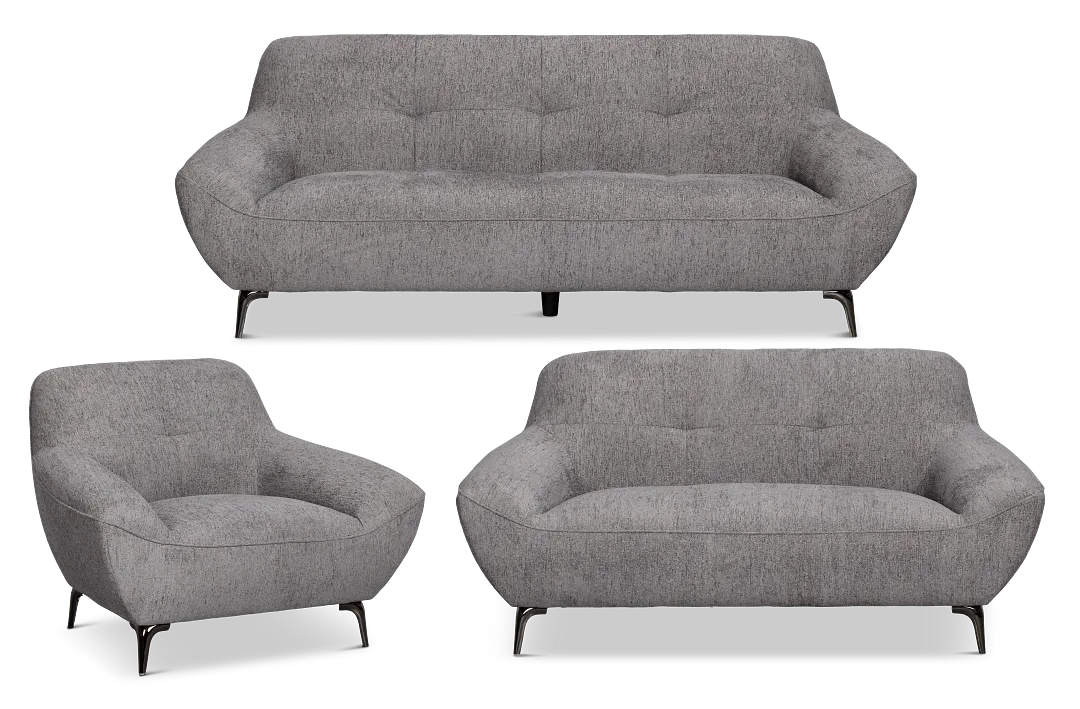 Zoey Dark Gray Fabric Living Room