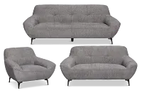 Zoey Dark Gray Fabric Living Room