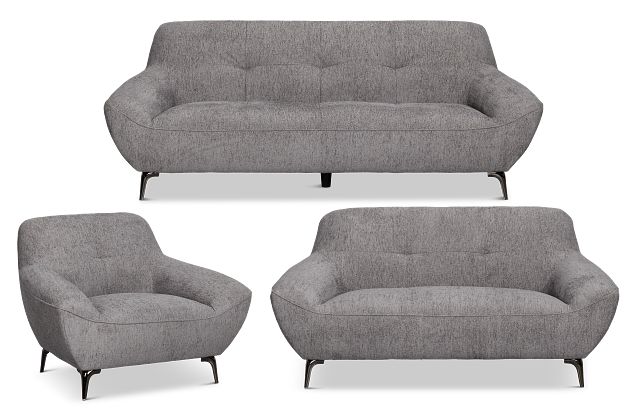 Zoey Dark Gray Fabric Living Room