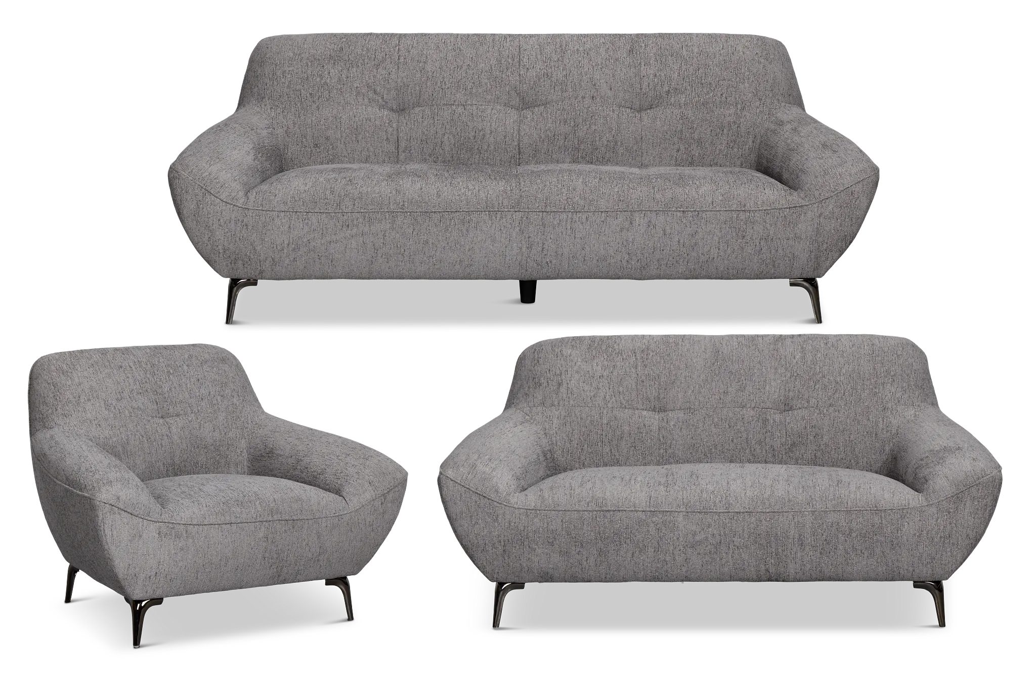 Zoey Dark Gray Fabric Living Room