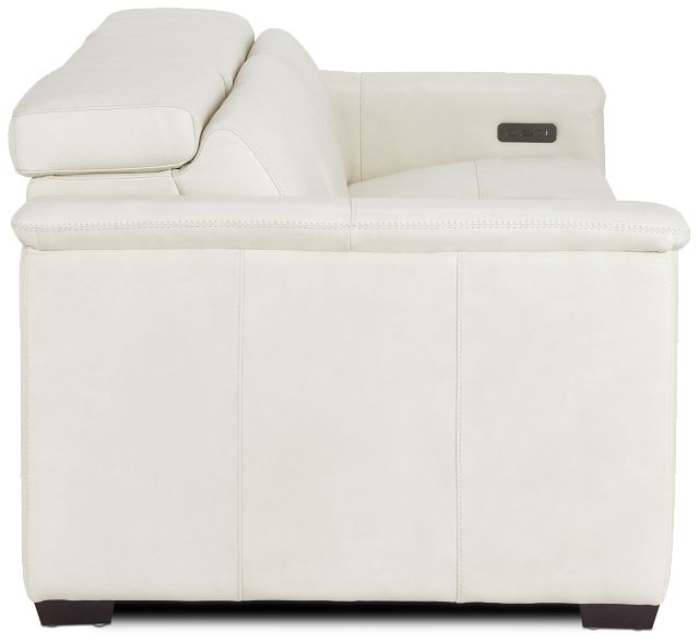 Ainsley White Leather Power Reclining Sofa