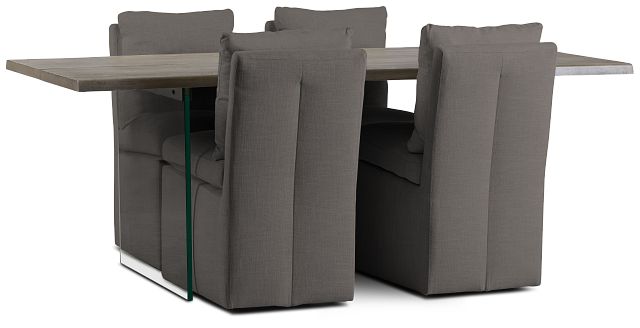Carmel Dark Gray Wood Rectangular Table & 4 Upholstered Chairs (1)