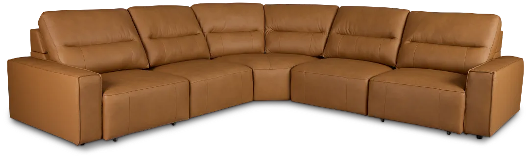Rudy Brown Lthr/vinyl Small Two Arm Power Extension Chaise Sectional