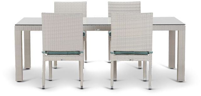 Bahia Teal 84" Rectangular Table & 4 Chairs
