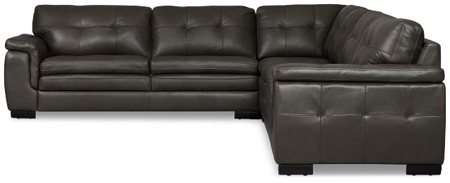 Braden Dark Gray Leather Medium Two-arm Sectional